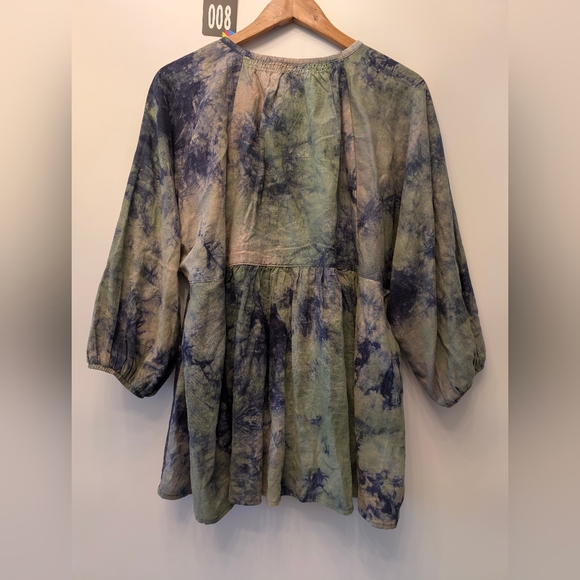 Boho Tie-Dye Tunic Blouse | Cottagecore Peasant Top Size‎ Medium Whimsigoth - Picture 9 of 15
